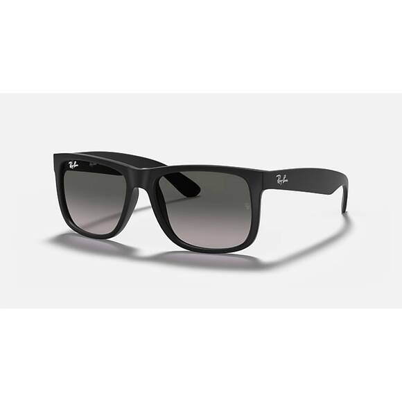 NEW RAY BAN men's justin sunglasses in black frame grey gradient lenses